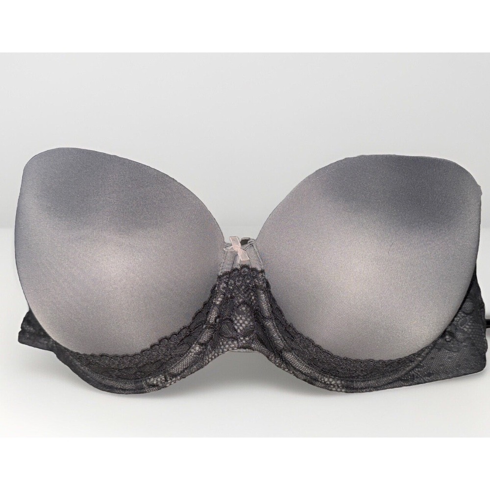 Torrid Bra 42C Light Gray Dark Gray Multi-Way Lace Underwire Push Up Strapless